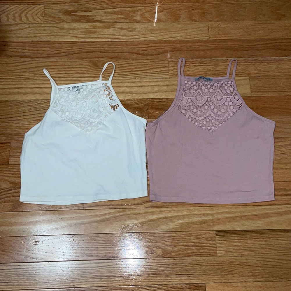 2 pack crotchet detail tops - size small